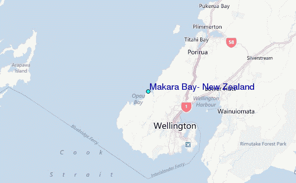 Makara Bay, New Zealand Tide Station Location Map