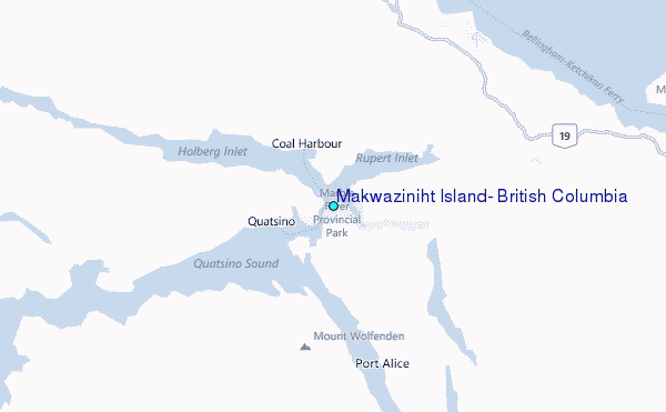 Makwaziniht Island, British Columbia Tide Station Location Map