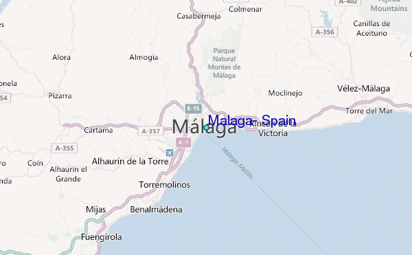 Malaga, Spain Tide Station Location Map