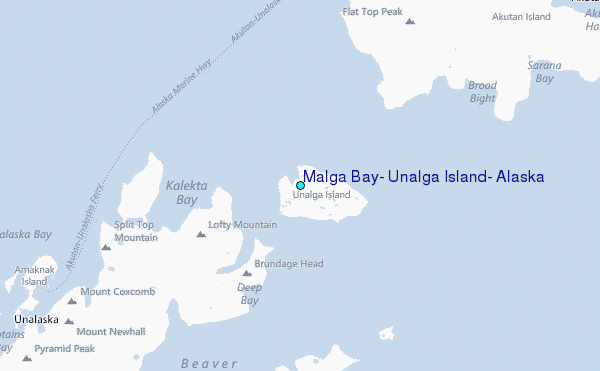Malga Bay, Unalga Island, Alaska Tide Station Location Map