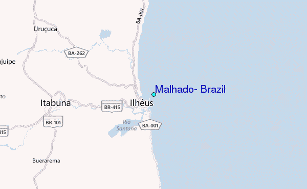 Malhado, Brazil Tide Station Location Map