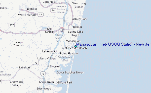 Manasquan Inlet, USCG Station, New Jersey Tide Station Location Map