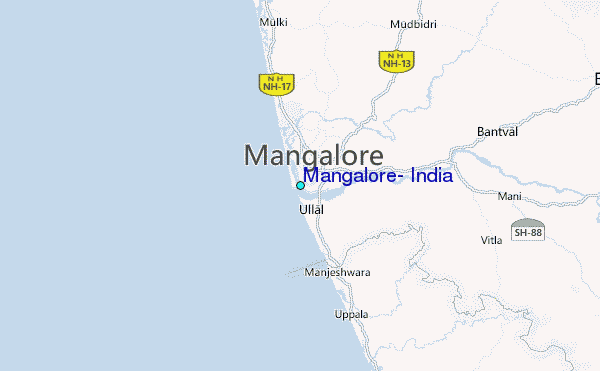 Mangalore, India Tide Station Location Map