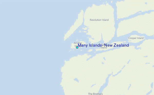 Many Islands, New Zealand Tide Station Location Map