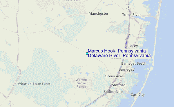 Marcus Hook, Pennsylvania, Delaware River, Pennsylvania Tide Station Location Map