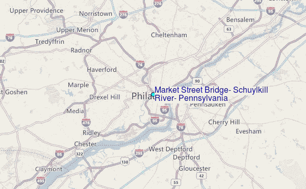 Market Street Bridge, Schuylkill River, Pennsylvania Tide Station Location Map