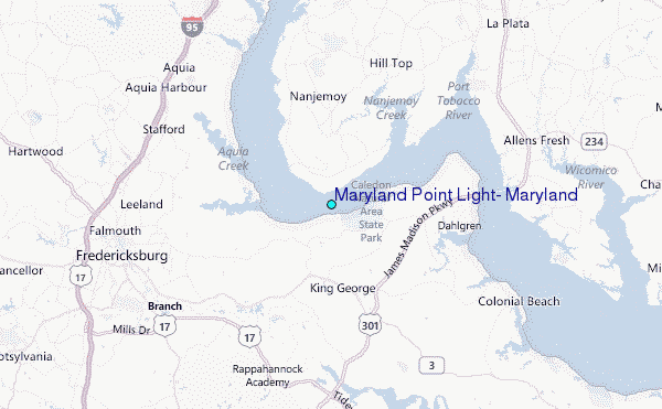 Maryland Point Light, Maryland Tide Station Location Map