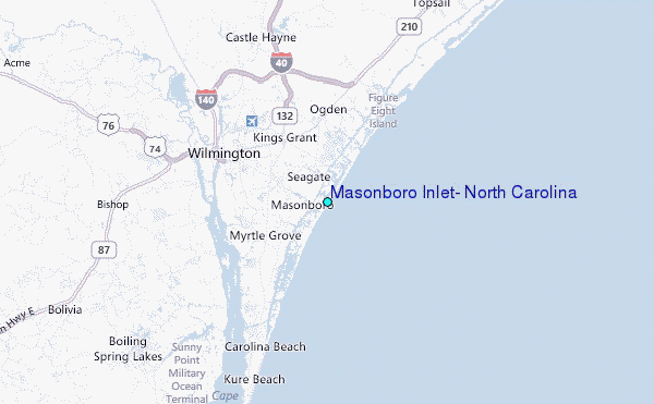 Masonboro Inlet, North Carolina Tide Station Location Map