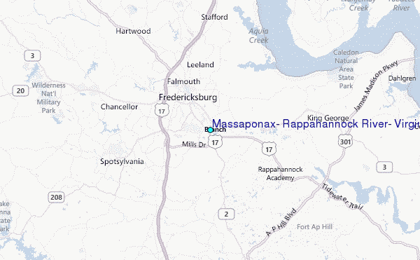 Massaponax, Rappahannock River, Virginia Tide Station Location Map
