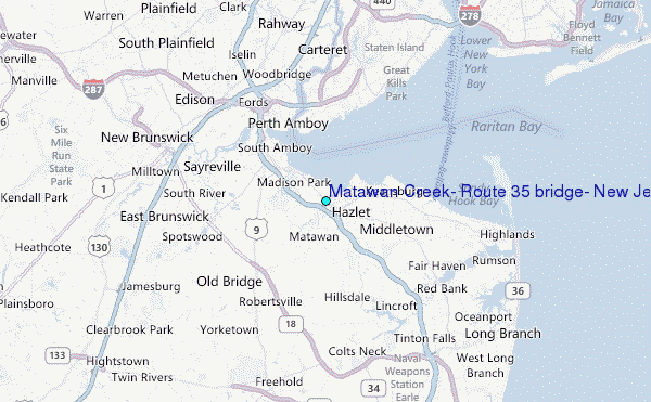Matawan Creek, Route 35 bridge, New Jersey Tide Station Location Map