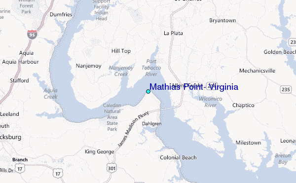 Mathias Point, Virginia Tide Station Location Map