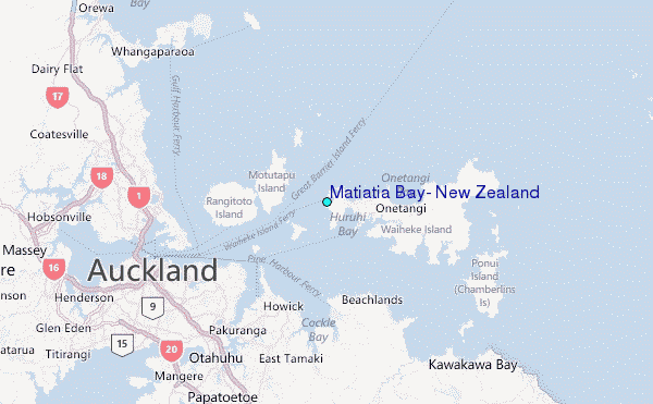 Matiatia Bay, New Zealand Tide Station Location Map
