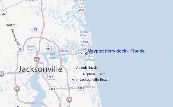 Mayport (ferry dock), Florida Tide Station Location Map