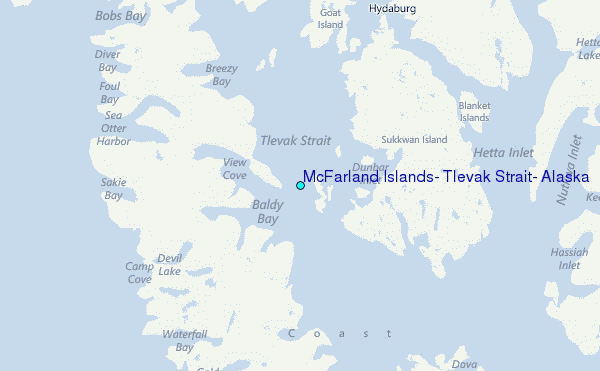 McFarland Islands, Tlevak Strait, Alaska Tide Station Location Map