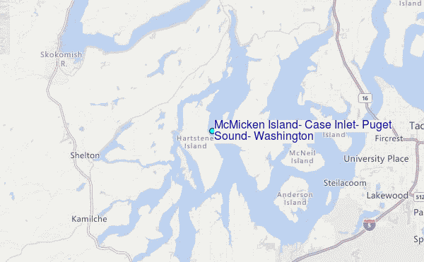 McMicken Island, Case Inlet, Puget Sound, Washington Tide Station Location Map