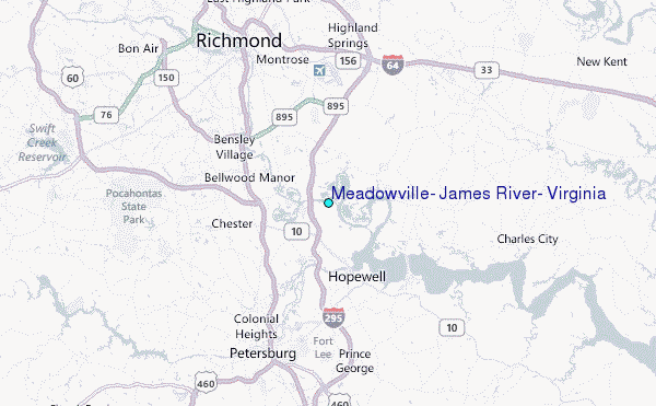 Meadowville, James River, Virginia Tide Station Location Map