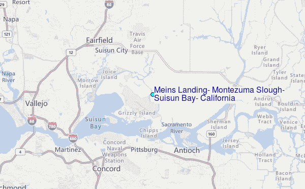 Meins Landing, Montezuma Slough, Suisun Bay, California Tide Station Location Map