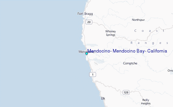 Mendocino, Mendocino Bay, California Tide Station Location Map