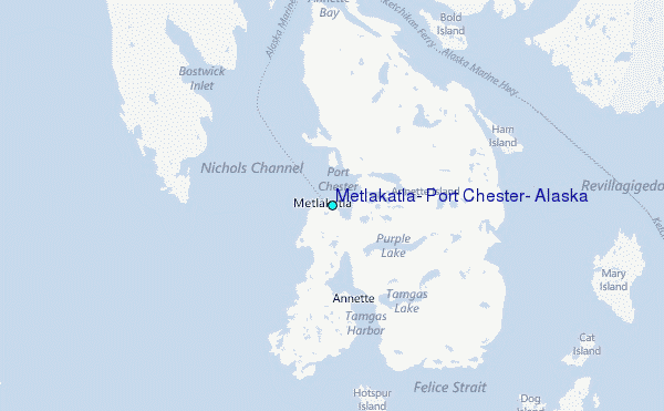 Metlakatla, Port Chester, Alaska Tide Station Location Map