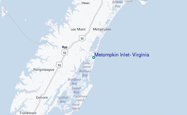 Metompkin Inlet, Virginia Tide Station Location Map