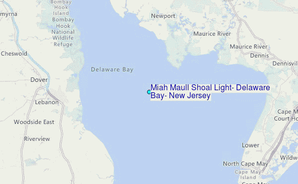 Miah Maull Shoal Light, Delaware Bay, New Jersey Tide Station Location Map