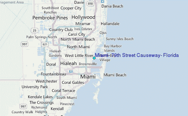 Miami, 79th Street Causeway, Florida Tide Station Location Map