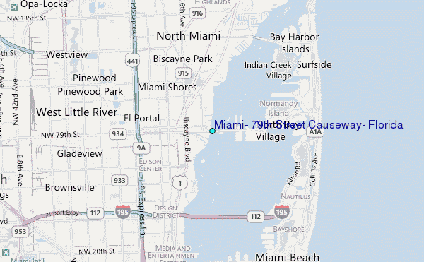 miami, 79th street causeway, florida tide station location