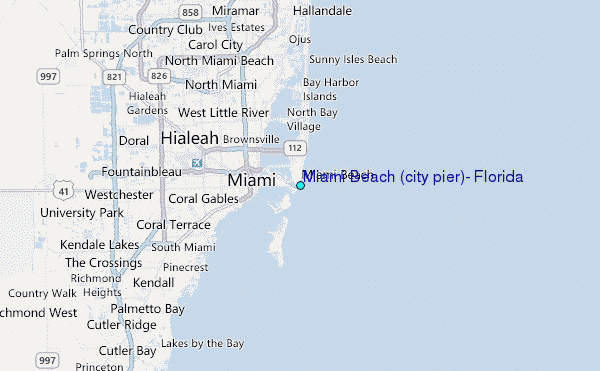 Miami Beach (city pier), Florida Tide Station Location Map
