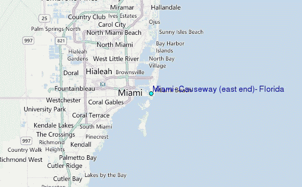 Miami, Causeway (east end), Florida Tide Station Location Map