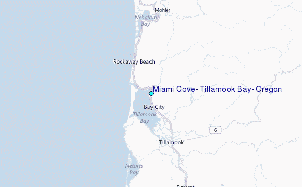 Miami Cove, Tillamook Bay, Oregon Tide Station Location Map