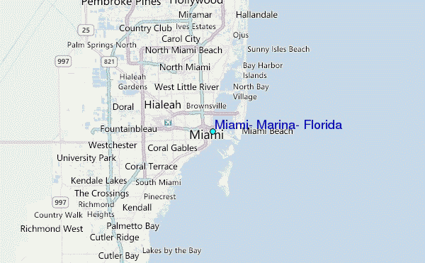Miami, Marina, Florida Tide Station Location Map