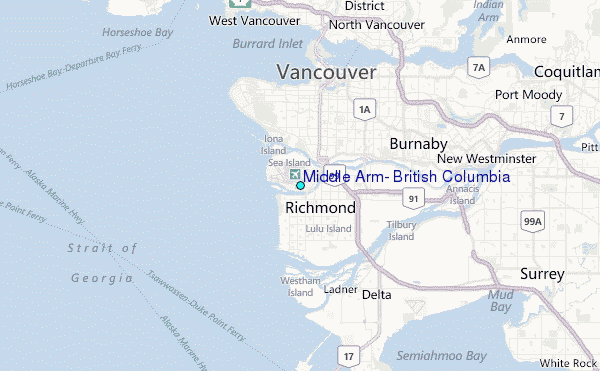 Middle Arm, British Columbia Tide Station Location Map