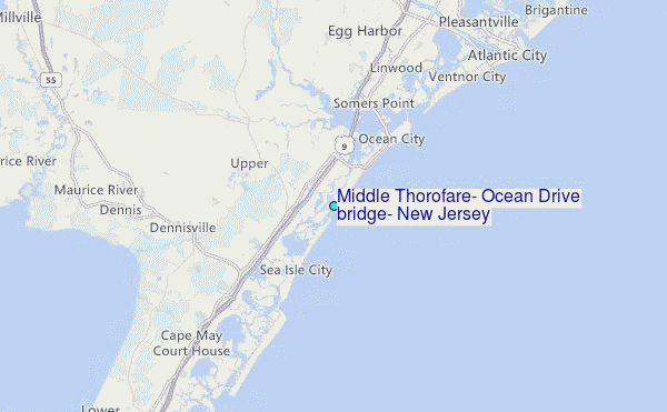 Middle Thorofare, Ocean Drive bridge, New Jersey Tide Station Location Map