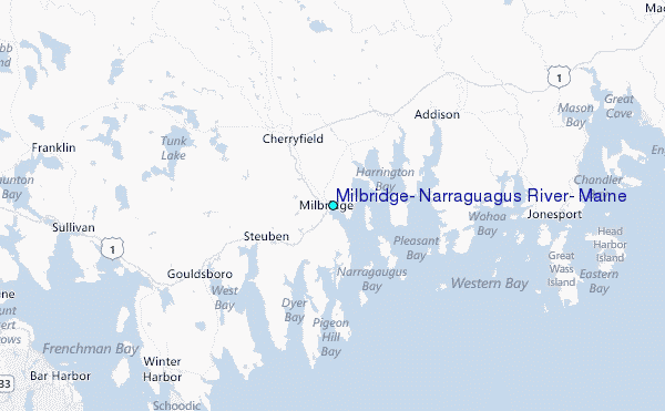 Milbridge, Narraguagus River, Maine Tide Station Location Map