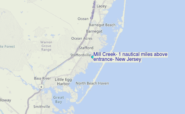 Mill Creek, 1 nautical miles above entrance, New Jersey Tide Station Location Map