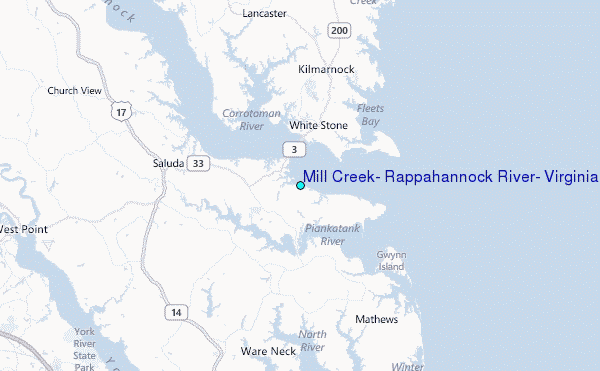 Mill Creek, Rappahannock River, Virginia Tide Station Location Map