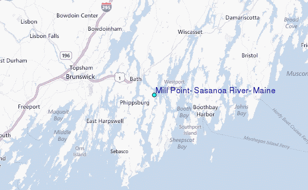 Mill Point, Sasanoa River, Maine Tide Station Location Map