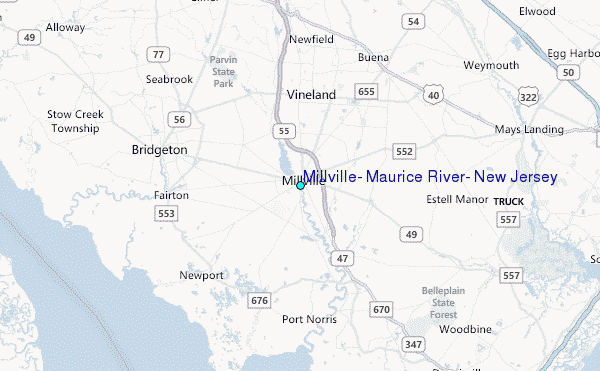 Millville, Maurice River, New Jersey Tide Station Location Map
