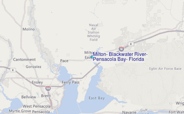 Milton, Blackwater River, Pensacola Bay, Florida Tide Station Location Map