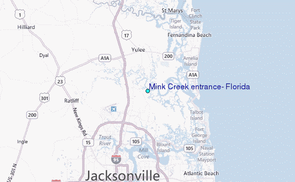 Mink Creek entrance, Florida Tide Station Location Map