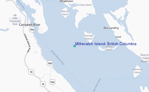 Mitlenatch Island, British Columbia Tide Station Location Map
