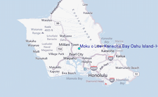 Moku o Loe, Kaneohe Bay Oahu Island, Hawaii Tide Station Location Map