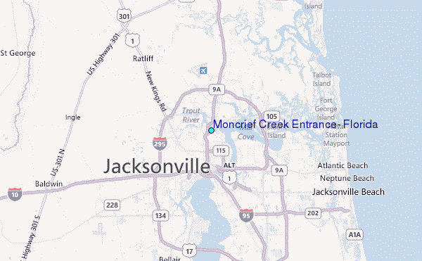 Moncrief Creek Entrance, Florida Tide Station Location Map