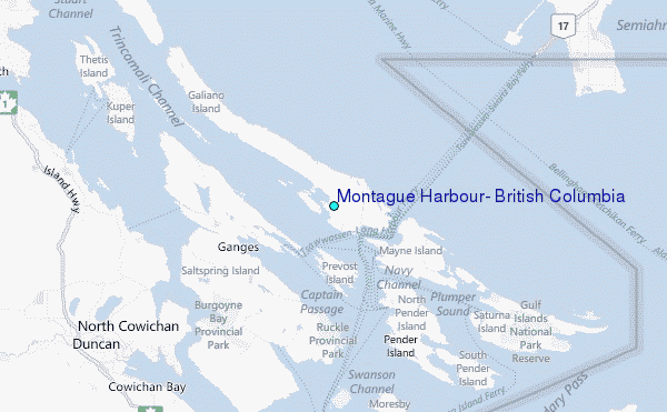 Montague Harbour, British Columbia Tide Station Location Map