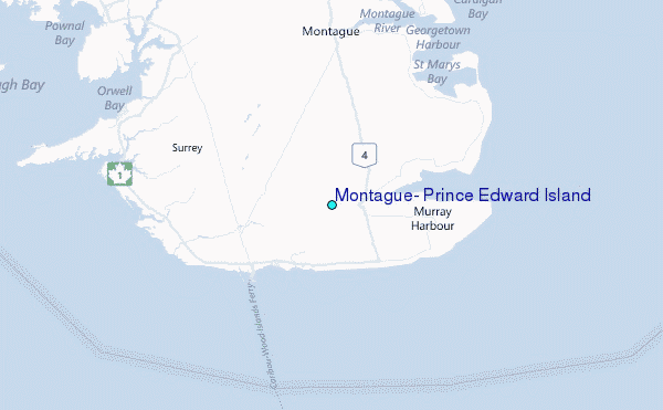 Montague, Prince Edward Island Tide Station Location Map