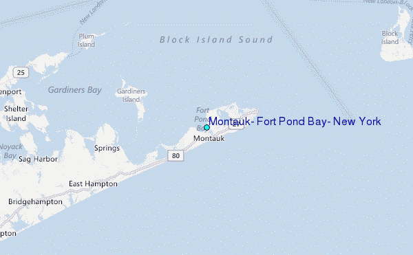 Montauk, Fort Pond Bay, New York Tide Station Location Map