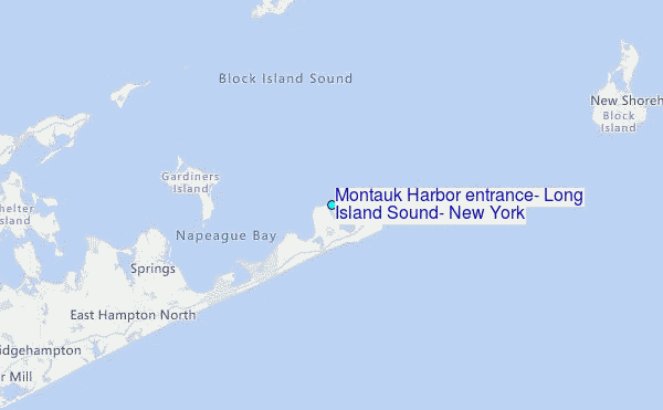 Montauk Harbor entrance, Long Island Sound, New York Tide Station Location Map