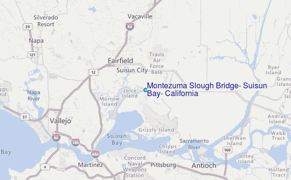 Montezuma Slough Bridge, Suisun Bay, California Tide Station Location Map