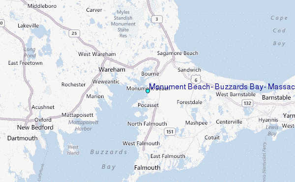 Monument Beach, Buzzards Bay, Massachusetts Tide Station Location Map
