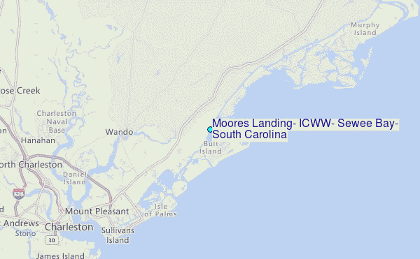 Moores Landing, ICWW, Sewee Bay, South Carolina Tide Station Location Map